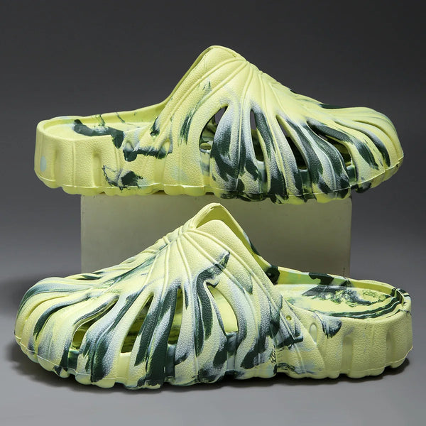 Monstera EVA Slides – Sculpted Leaf Vent Comfort Slippers