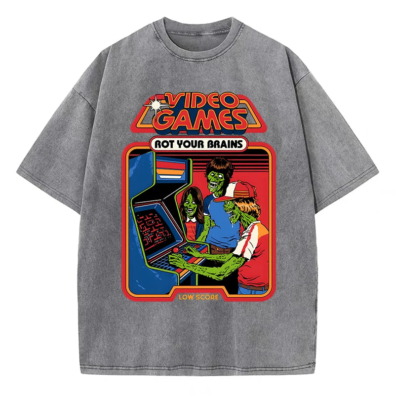 Video Games Rot Your Brains Retro T-Shirt
