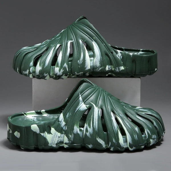 Monstera EVA Slides – Sculpted Leaf Vent Comfort Slippers