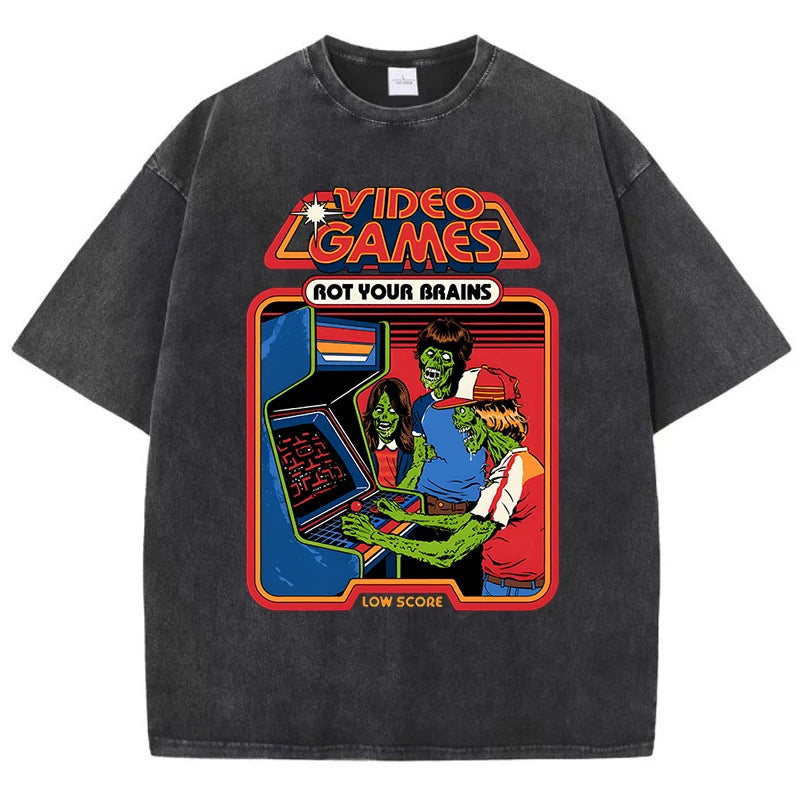 Video Games Rot Your Brains Retro T-Shirt