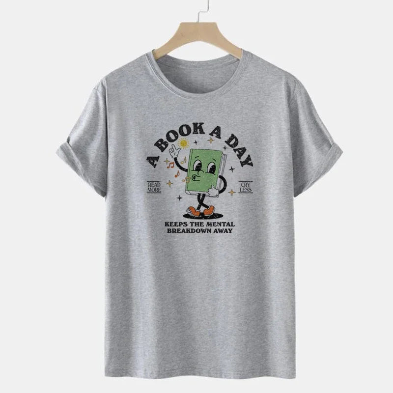 A Book A Day Cute Cartoon Bookworm T-Shirts