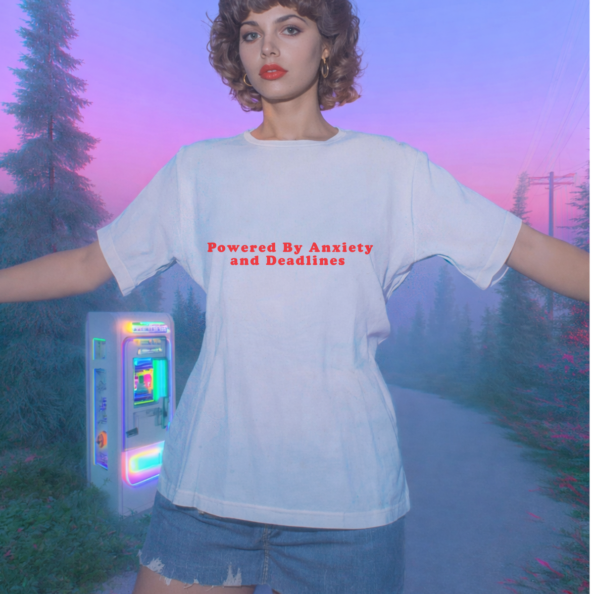Powered By Anxiety And Deadlines – Statement T-Shirt by Electrik Land