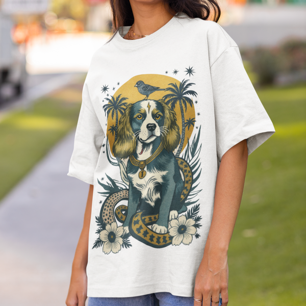 King Charles Cavalier 1 Vintage Style Tattoo Graphic T-Shirt