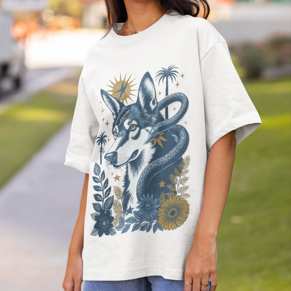 Husky Vintage Style Tattoo graphic T-Shirt