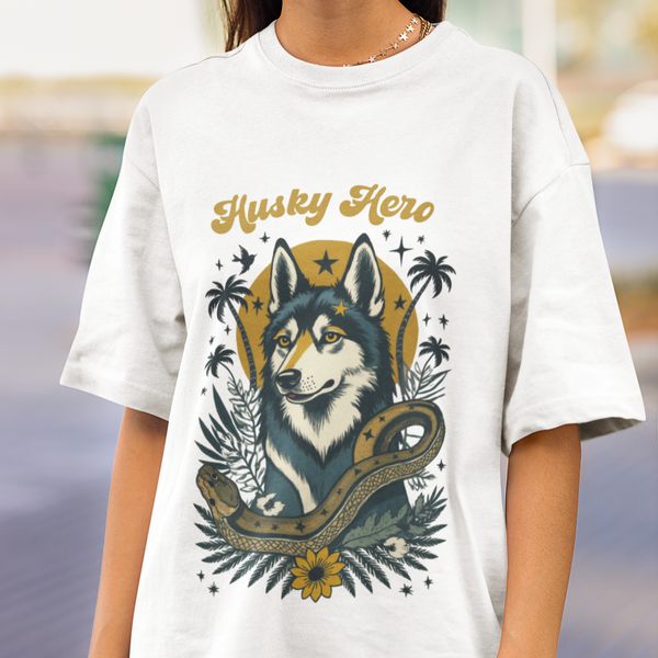Husky Vintage Style Tattoo Graphic T-Shirt