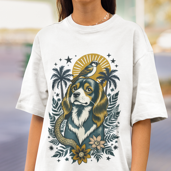 King Charles Cavalier Vintage Style Tattoo graphic T-Shirt