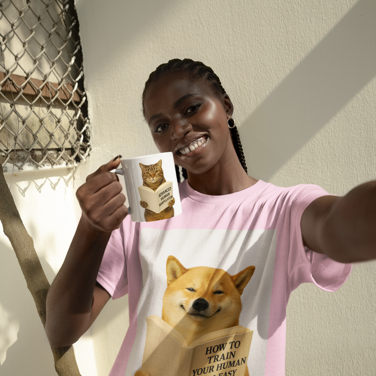 Your Pet Reads a book. Custom T-Shirt.