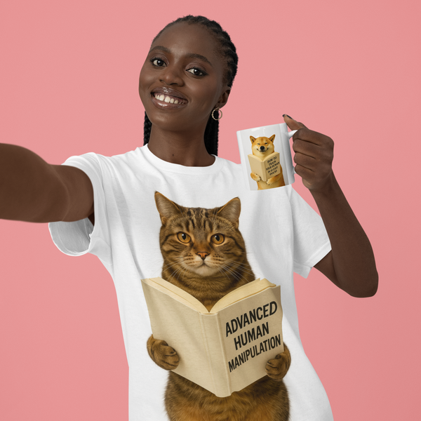 Your Pet Reads a book. Custom T-Shirt.